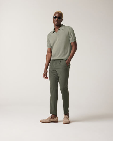 Short Sleeve Trophy Neck Knit, Sage, hi-res